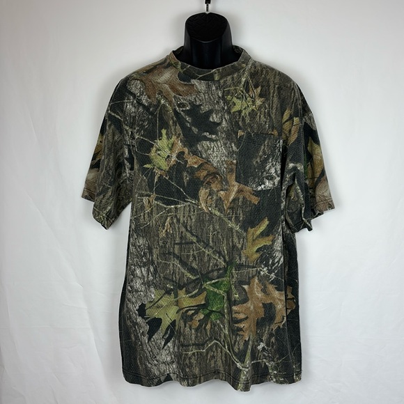 Cabela's Green Camo Front Pocket Perforated Short Sleeve Shirt MENS Size XL EUC - Picture 1 of 8